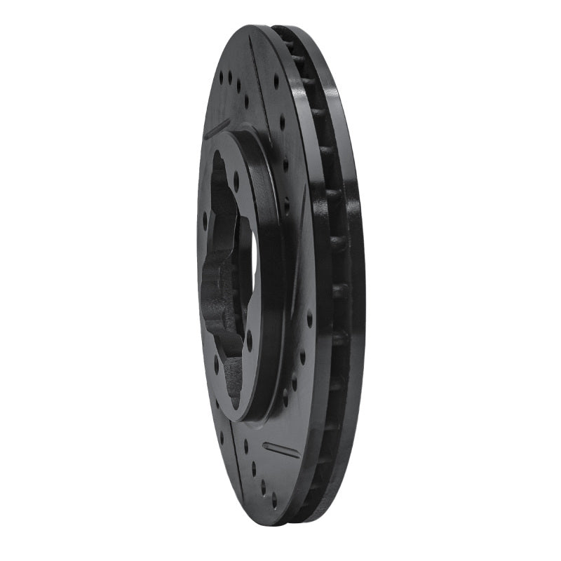R1 90-97 Acura CL Front Right Drilled & Slotted Black Brake Rotor