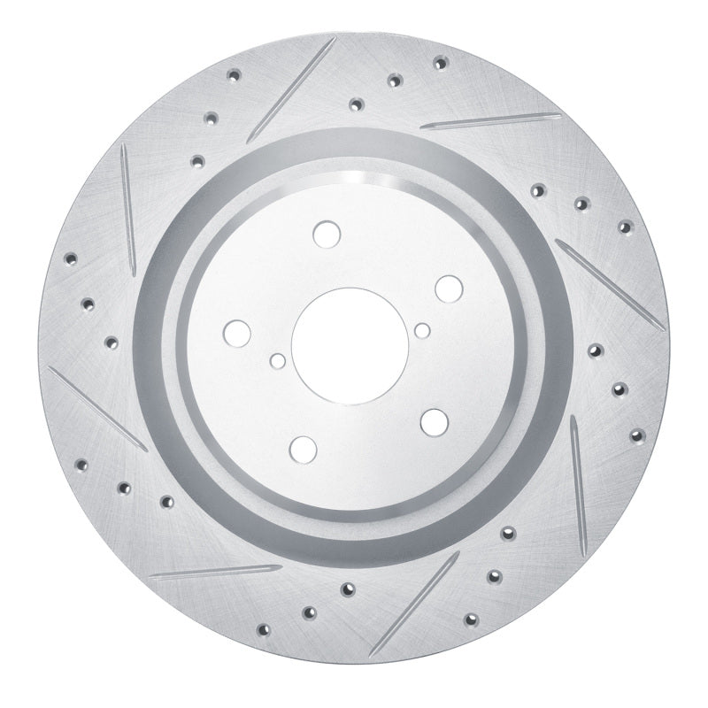 R1 19-25 Subaru ASCENT Rear Left Drilled & Slotted Silver Brake Rotor