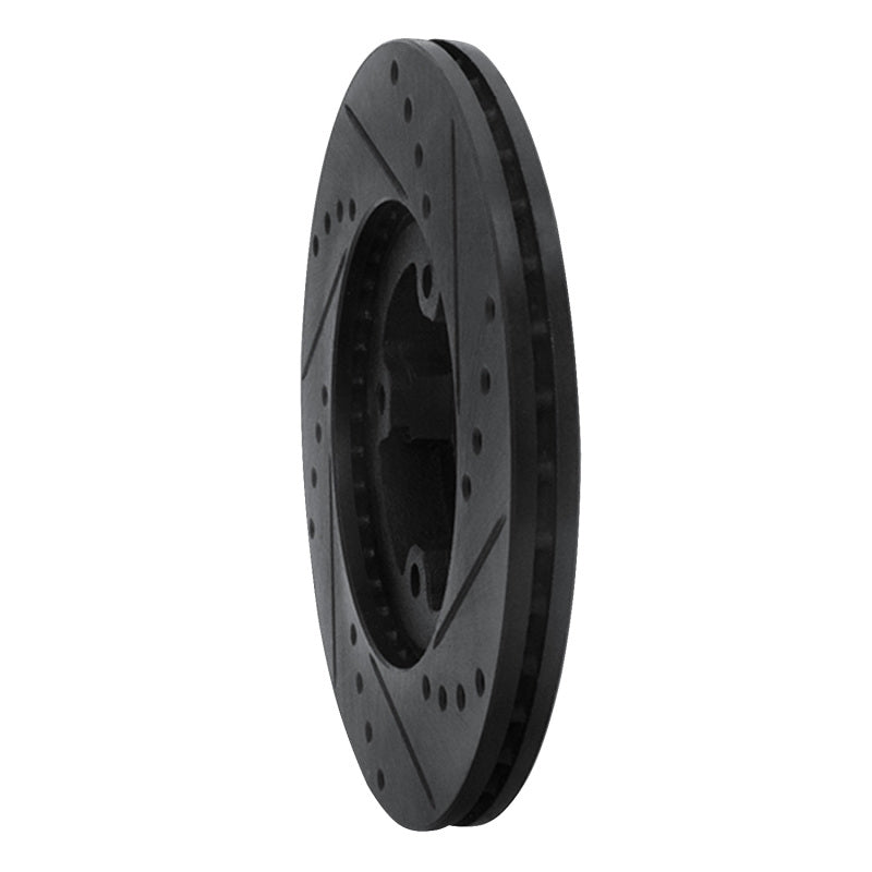 R1 86-89 Toyota Van Front Left Drilled & Slotted Black Brake Rotor