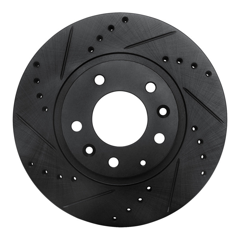 R1 06-15 Mazda MX-5 Miata Front Left Drilled & Slotted Black Brake Rotor