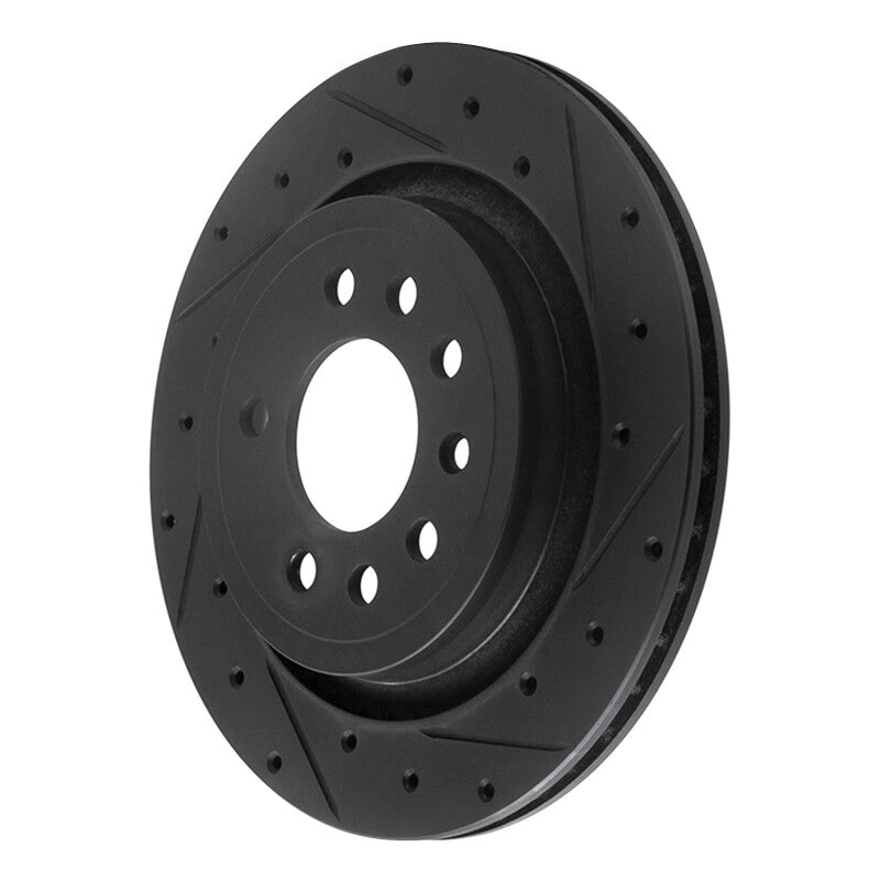 R1 08-11 Saab 9-3 Rear Right Drilled & Slotted Black Brake Rotor