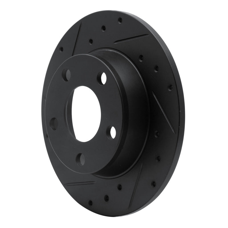 R1 99-05 Audi Allroad Rear Left Drilled & Slotted Black Brake Rotor