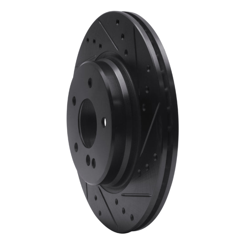 R1 98-09 Chrysler Crossfire Rear Right Drilled & Slotted Black Brake Rotor