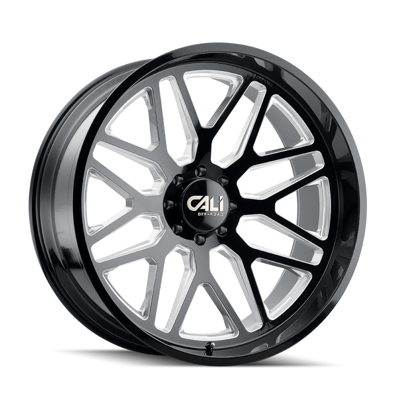 Cali Off-Road 9115 Invader 24x14 / 8x170 BP / -76mm Offset / 125.2mm Hub Gloss Black Milled Wheel