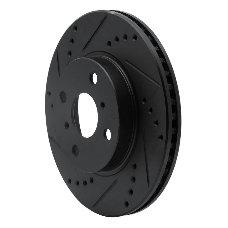 R1 06-19 Scion IQ Front Left Drilled & Slotted Black Brake Rotor