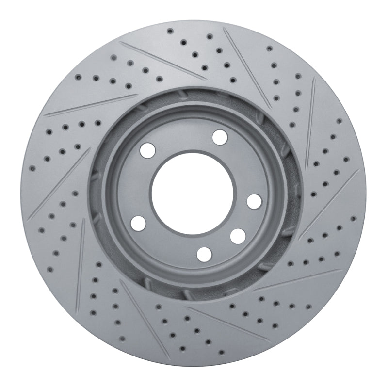 R1 03-18 Porsche Cayenne Left Front Drilled & Slotted Geo-Carbon Rotor