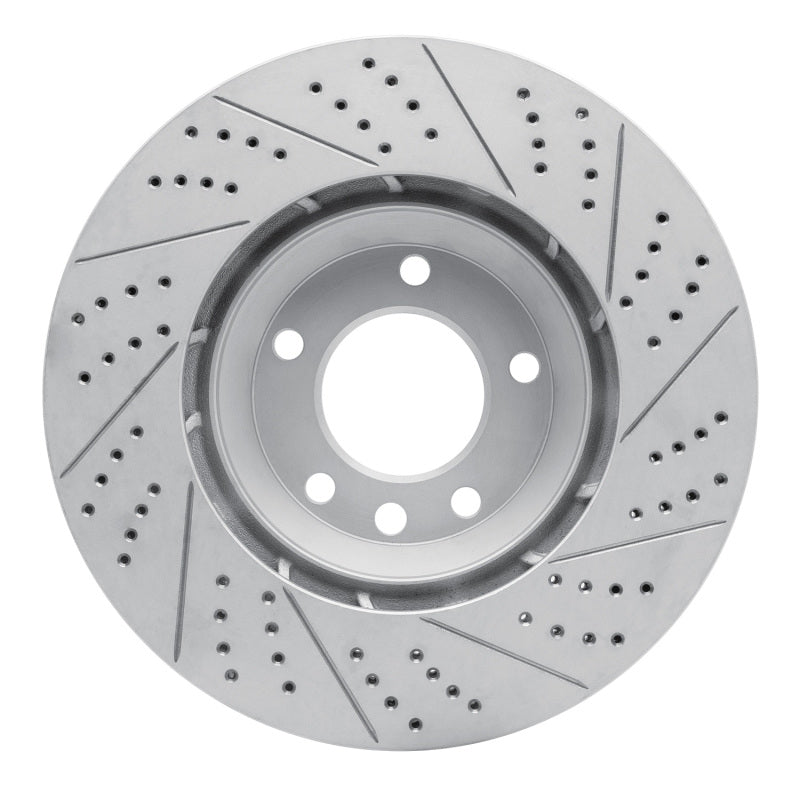 R1 03-15 Audi Q7 Left Front Drilled & Slotted Geo-Carbon Rotor