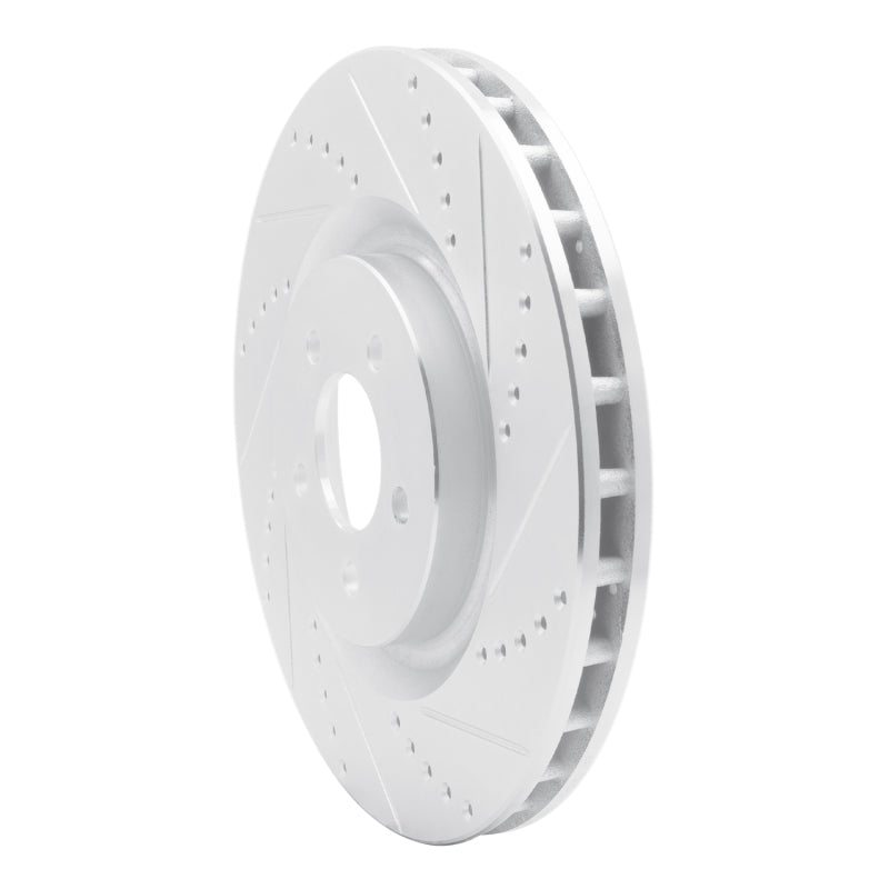 R1 07-14 Ford Mustang Front Right Drilled & Slotted Silver Brake Rotor