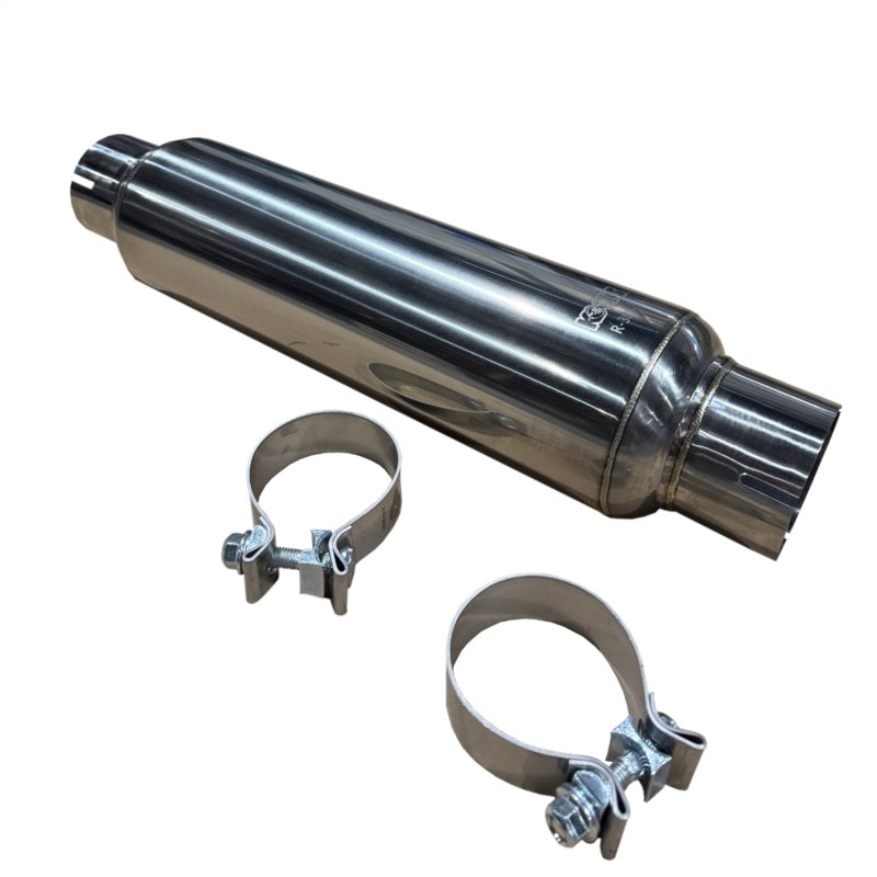 Kooks 3in. Round Clamp In Muffler 14in. Long Polished Stainless Steel