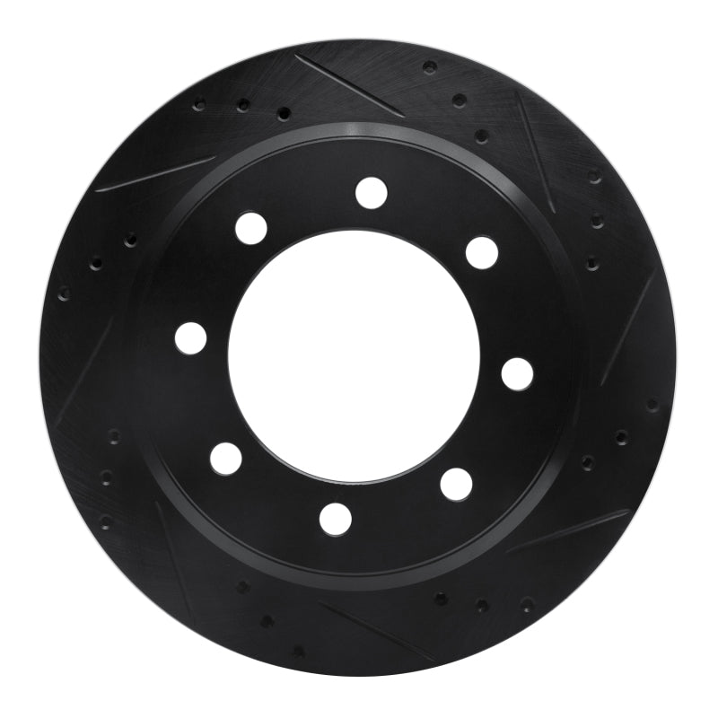 R1 08-25 Ford E-150 Rear Right Drilled & Slotted Black Brake Rotor