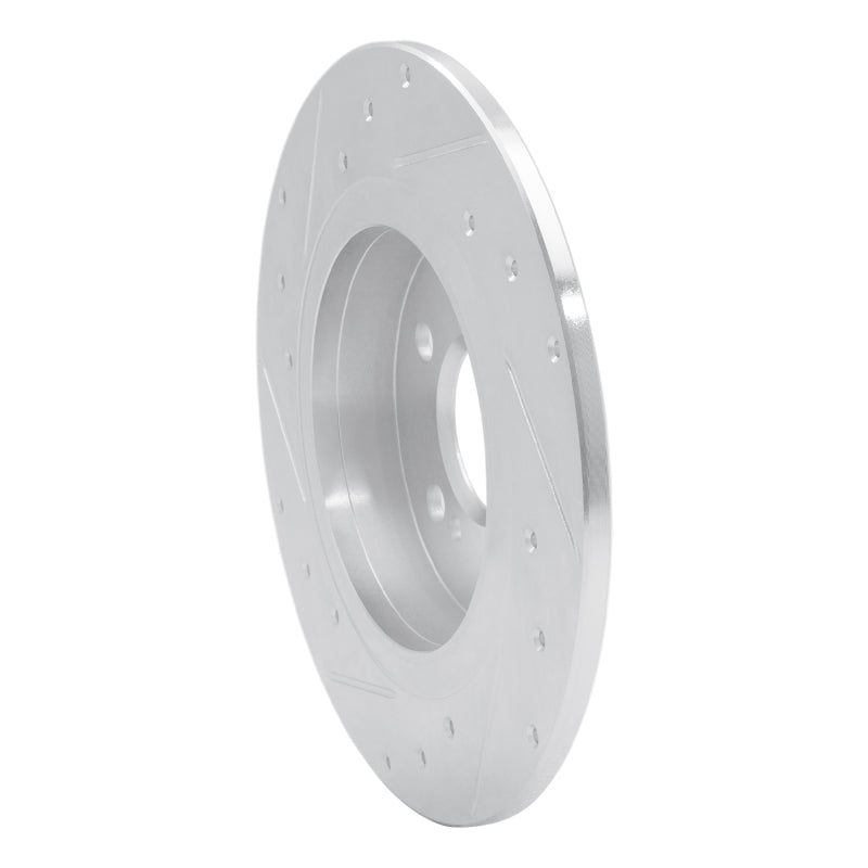 R1 14-20 Infiniti QX30 Rear Right Drilled & Slotted Silver Brake Rotor