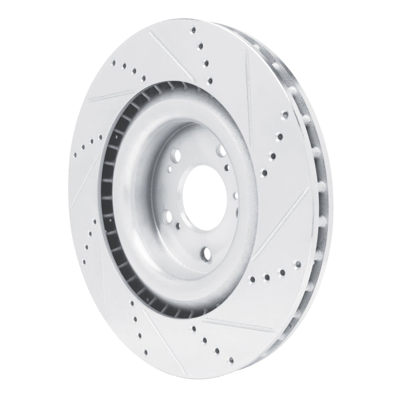 R1 2021-2025 Acura TLX Front Left Drilled & Slotted Silver Brake Rotor