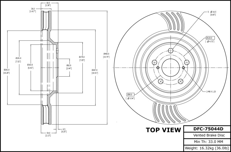 R1 18-23 Lexus LS500 Left Front Brake Rotor