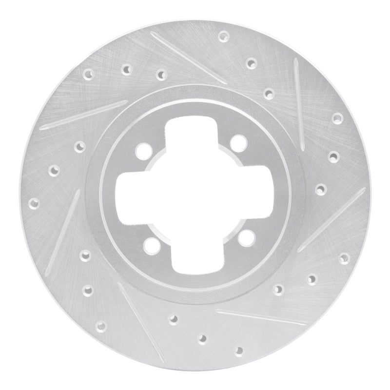 R1 81-88 Nissan Maxima Front Right Drilled & Slotted Silver Brake Rotor