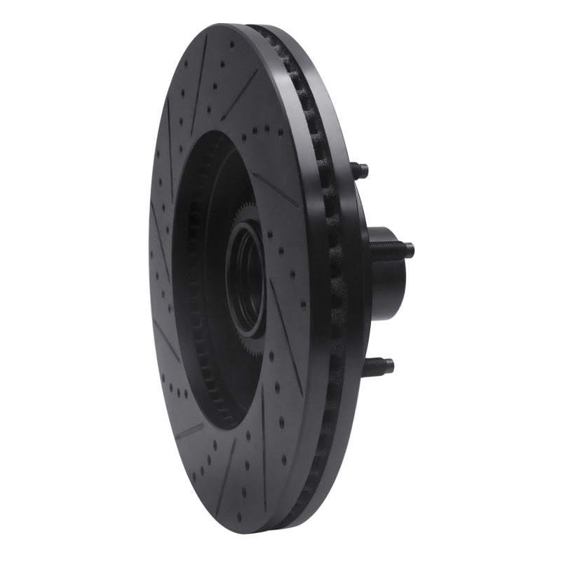 R1 04-06 Ford E-150 Front Right Drilled & Slotted Black Brake Rotor