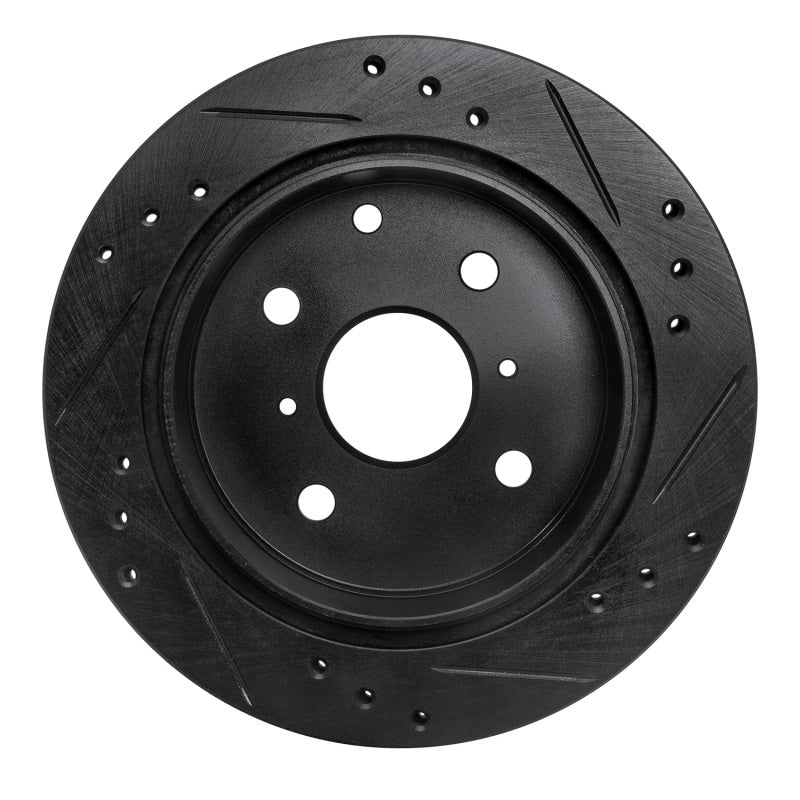 R1 82-85 Toyota Celica Rear Left Drilled & Slotted Black Brake Rotor