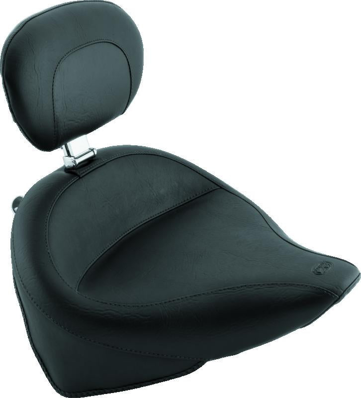Mustang 00-15 Harley Softail Standard Rear Tire Wide Touring Solo Seat w/Driver Backrest - Black