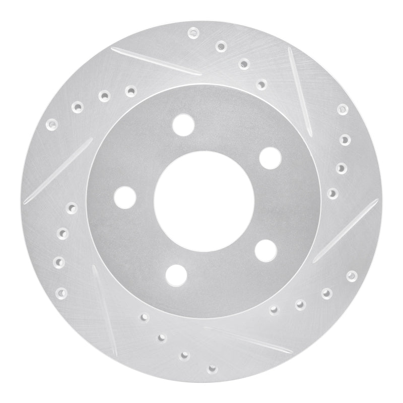 R1 91-94 Ford Crown Victoria Front Right Drilled & Slotted Silver Brake Rotor