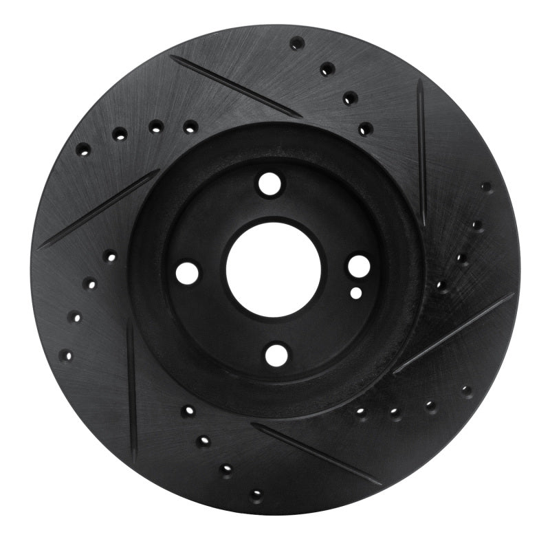 R1 01-05 Mazda Miata Front Left Drilled & Slotted Black Brake Rotor