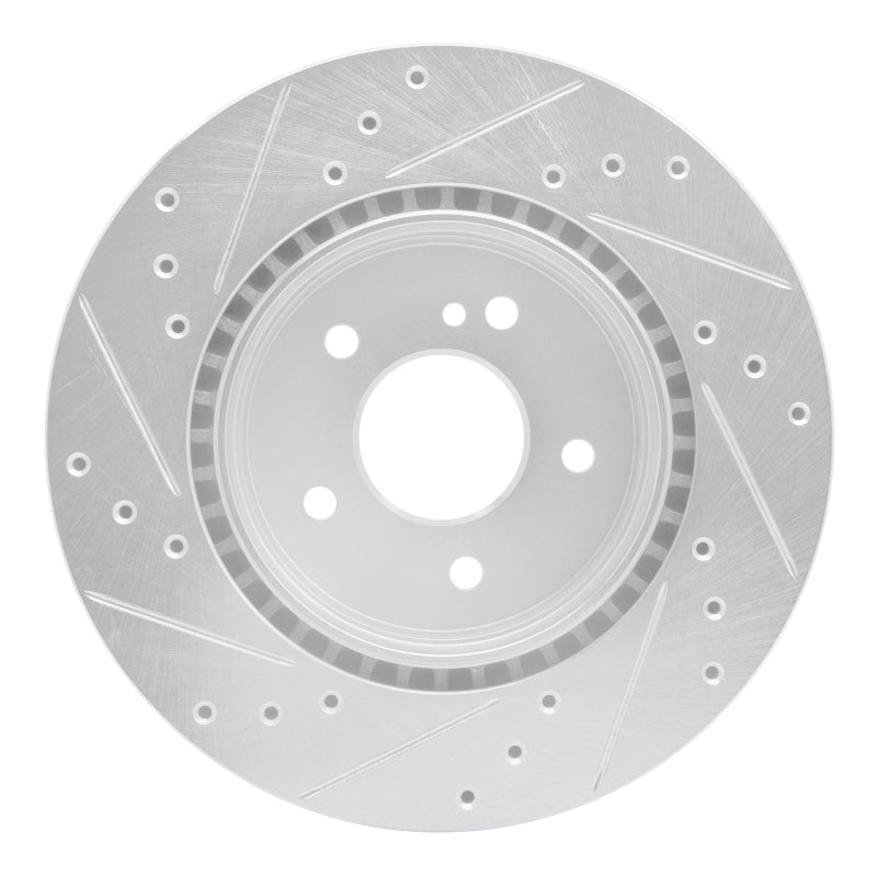 R1 1998-2009 Chrysler Crossfire Rear Right Drilled & Slotted Silver Brake Rotor