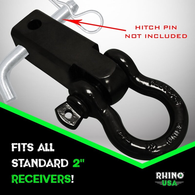 Rhino USA Shackle Hitch Receiver W/ D-Ring (Red)