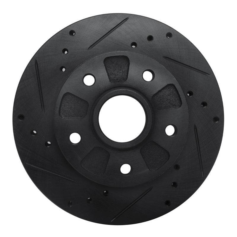 R1 88-91 Mazda 929 Front Left Drilled & Slotted Black Brake Rotor