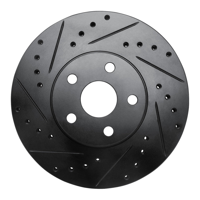R1 87-91 Lexus ES250 Front Left Drilled & Slotted Black Brake Rotor