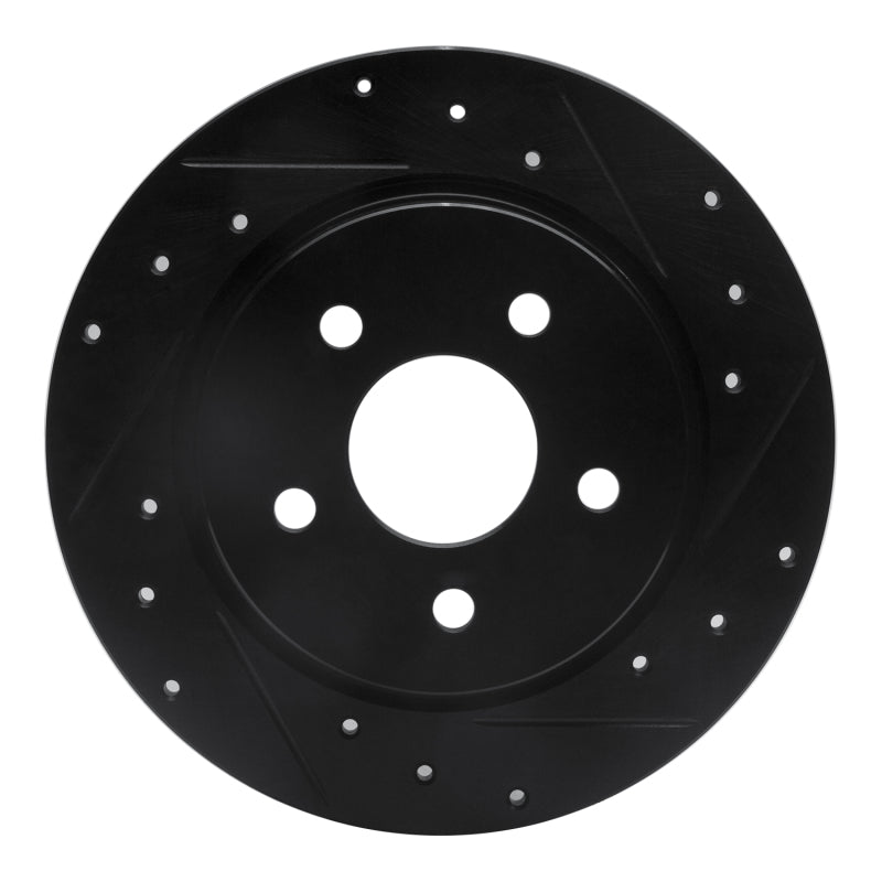 R1 06-07 Mazda 6 Rear Right Drilled & Slotted Black Brake Rotor