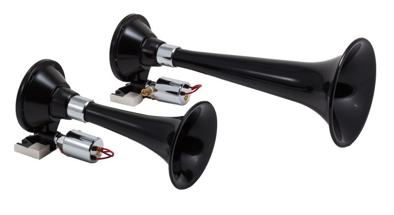 Kleinn Black Dual Horn/ 13In/8In - High Impact ABS Trumpet/ Zinc Alloy Base