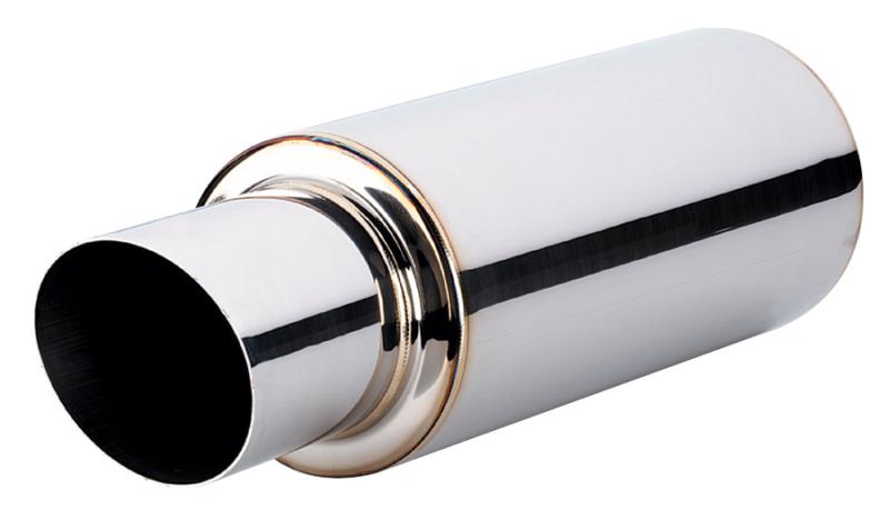 Vibrant TPV Turbo Round Muffler (17in Long) with 4in Round Tip Straight Cut - 3in inlet I.D.