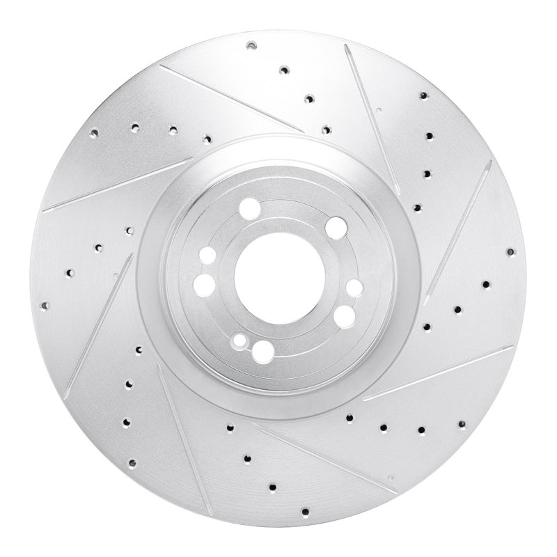 R1 20-26 Mercedes-Benz GLE450e Front Right Drilled & Slotted Silver Brake Rotor