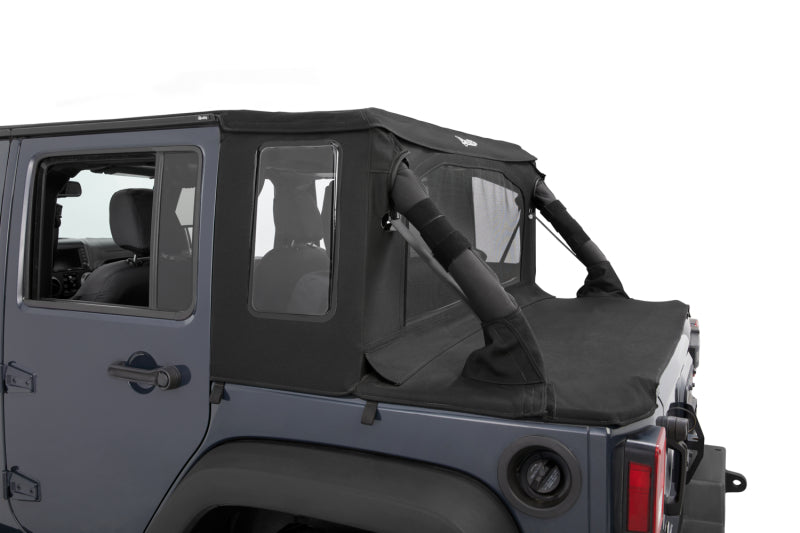 Bestop 07-18 Jeep Wrangler JK 4-Door Halftop Soft Top (Premium Black Twill)