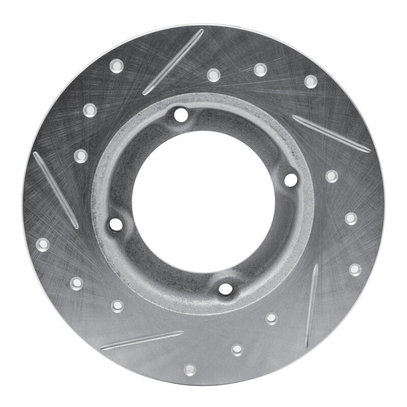R1 73-79 Honda Civic Wagon Front Right Drilled & Slotted Silver Brake Rotor