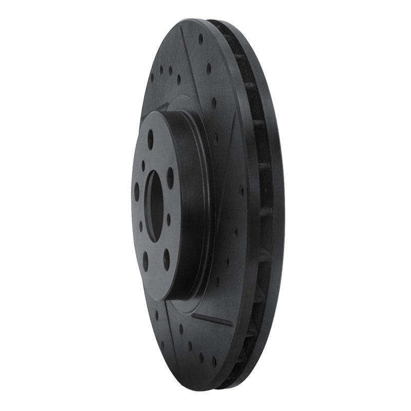 R1 90-93 Toyota Celica Front Right Drilled & Slotted Black Brake Rotor