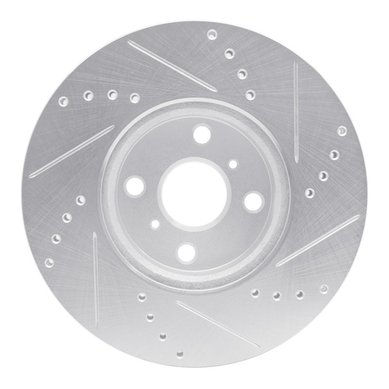 R1 12-18 Toyota Yaris (USA/Canada) Front Left Drilled & Slotted Silver Brake Rotor