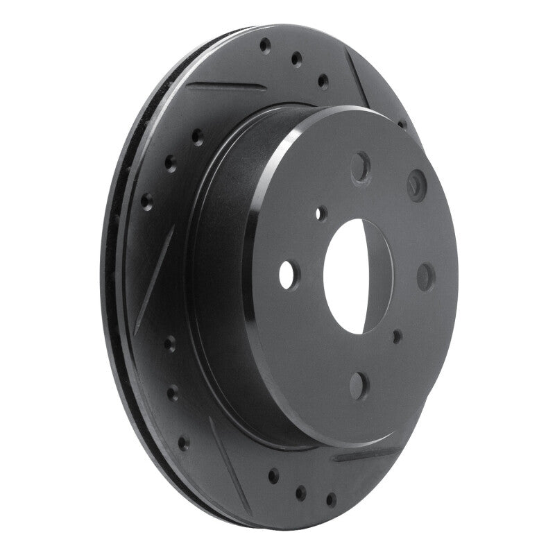 R1 84-88 Toyota Cressida Rear Right Drilled & Slotted Black Brake Rotor