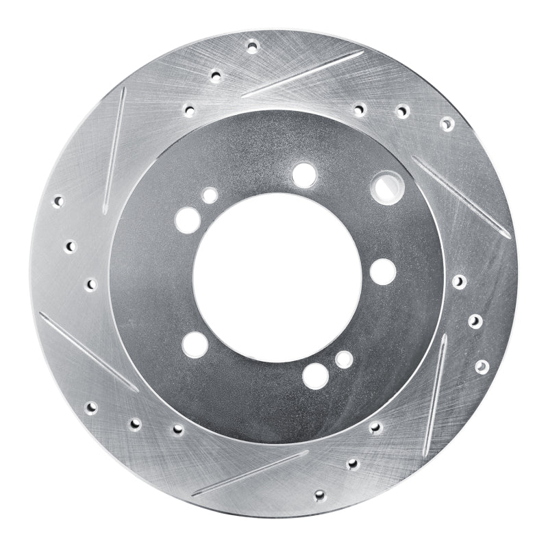 R1 92-96 Mitsubishi DIAMANTE Rear Left Drilled & Slotted Silver Brake Rotor