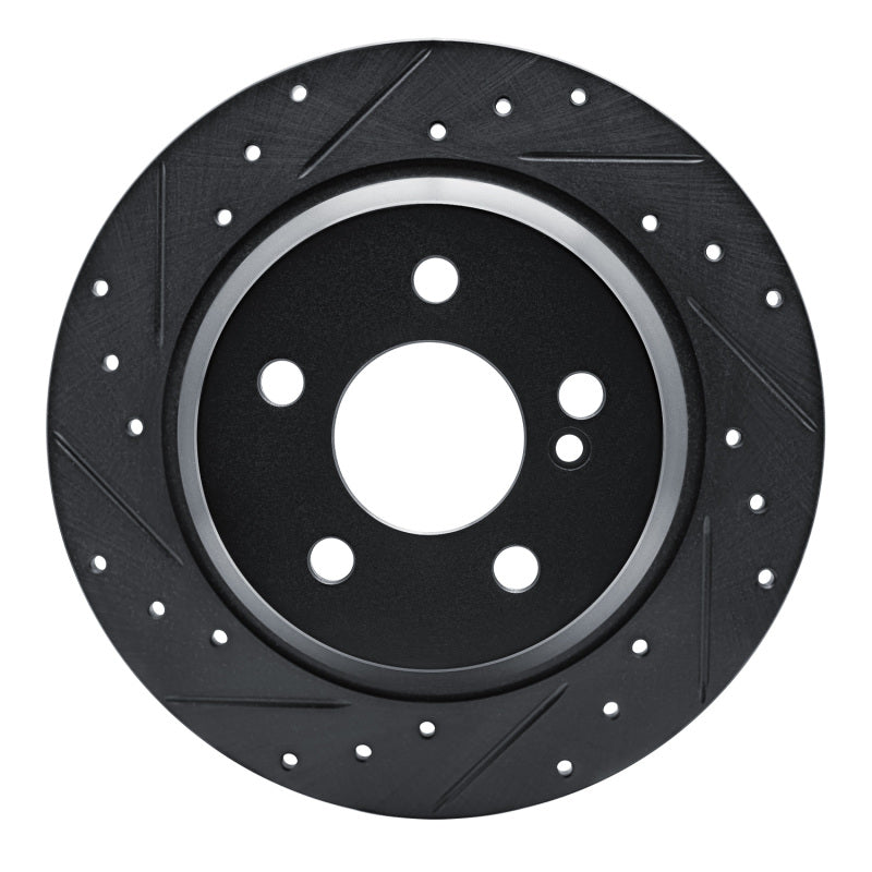 R1 03-06 Mercedes-Benz SL500 Rear Left Drilled & Slotted Black Brake Rotor