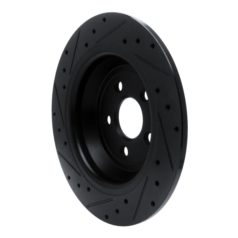 R1 15-24 Ford Fusion Rear Right Drilled & Slotted Black Brake Rotor