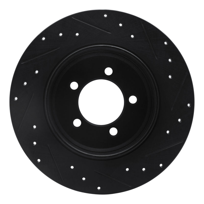 R1 03-05 Lincoln AVIATOR Rear Left Drilled & Slotted Black Brake Rotor