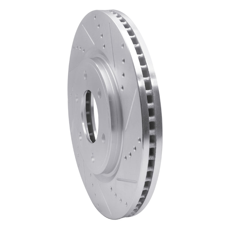 R1 07-24 Infiniti QX56 Front Right Drilled & Slotted Silver Brake Rotor