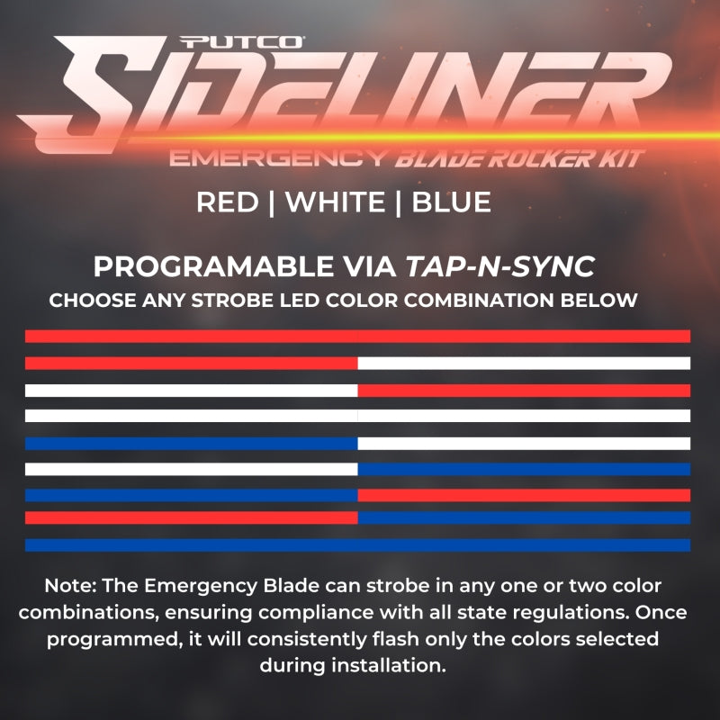 Putco 11-19 Ford Explorer Interceptor Blade Rocker Kits Sideliners - Red/Blue w/ White Override