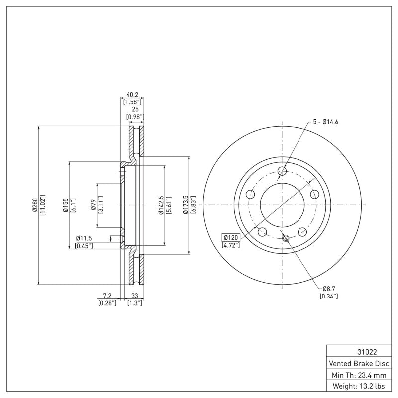 R1 1988-1991 BMW M3 Front Brake Rotor