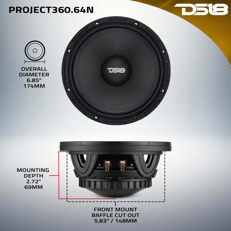 DS18 High-Sensitivity Mid-High Loudspeakers w/ Rotating Recone 6.5in 100.5db 4ohm 100Hz-17kHz