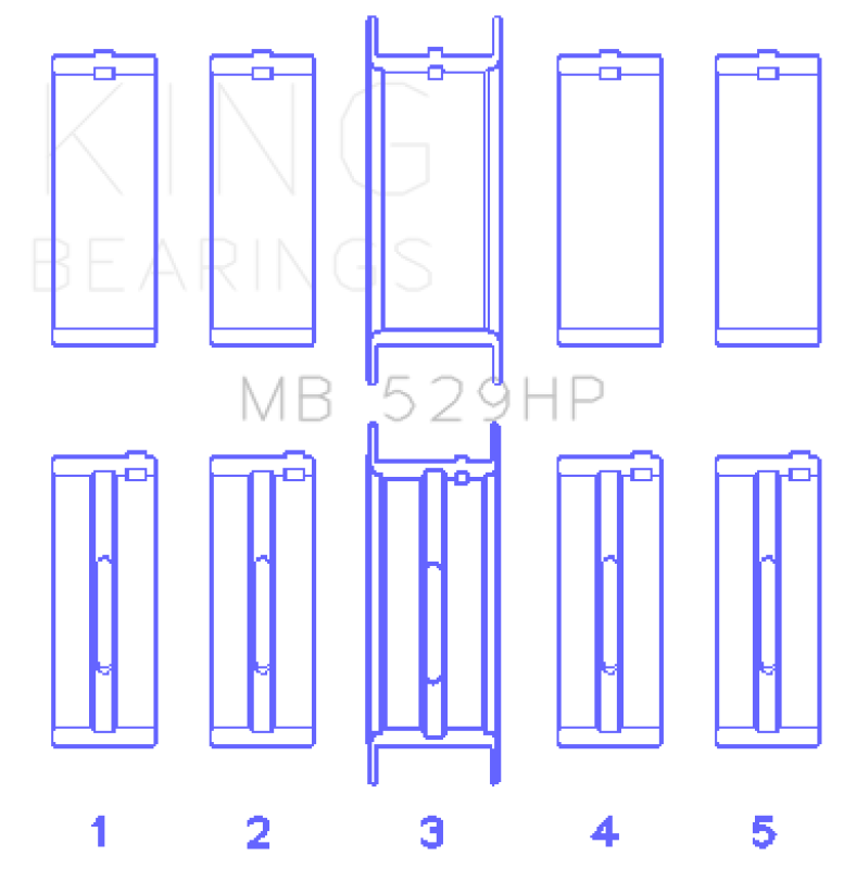 King Engine Bearings Ford 260CI/289CI/302 5.0L Windsor (0.010 Size) Main Bearing Set