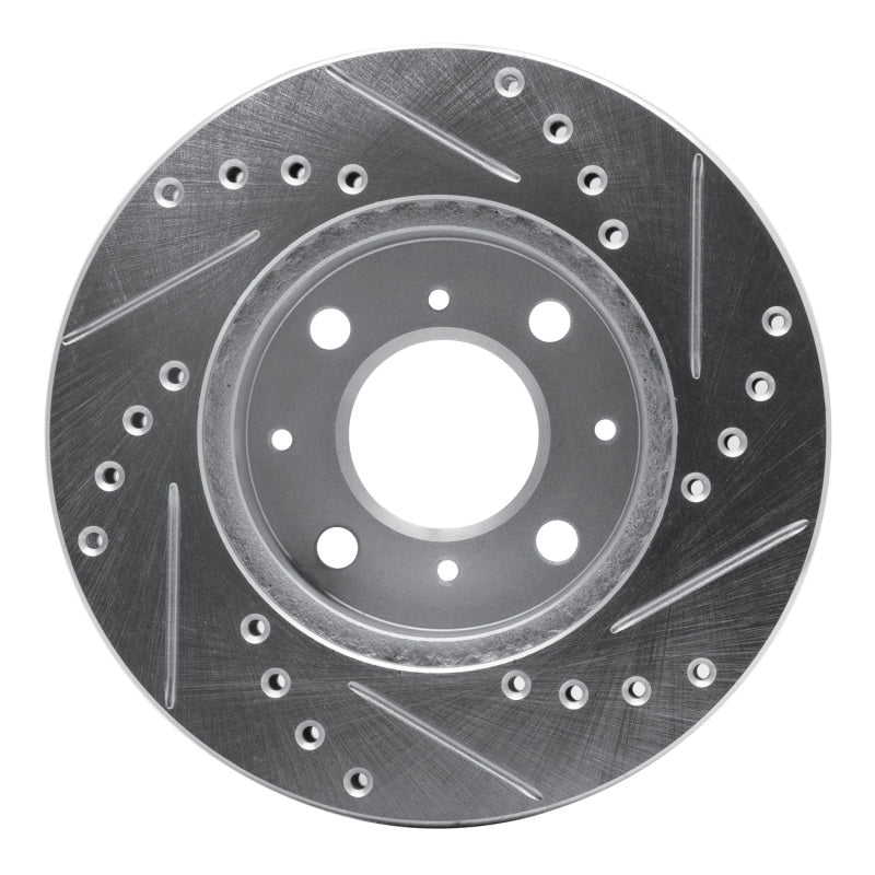 DFC 84-90 Honda Accord Hatchback Front Left Drilled & Slotted Silver Brake Rotor