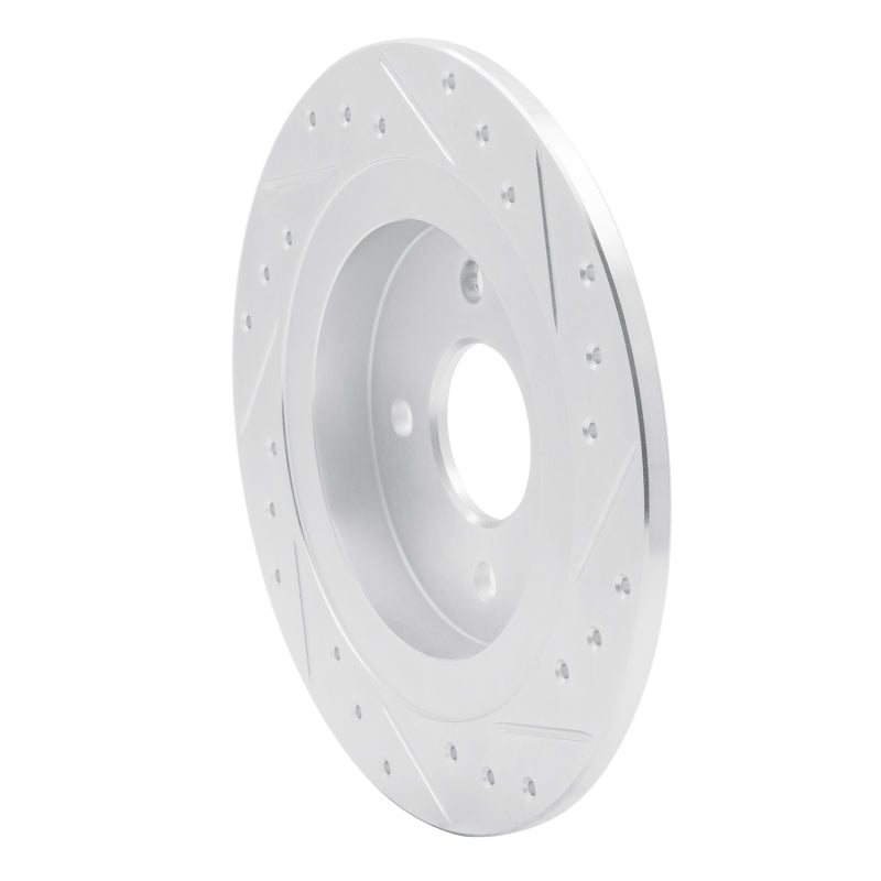 R1 02-04 Ford Focus Rear Left Drilled & Slotted Silver Brake Rotor
