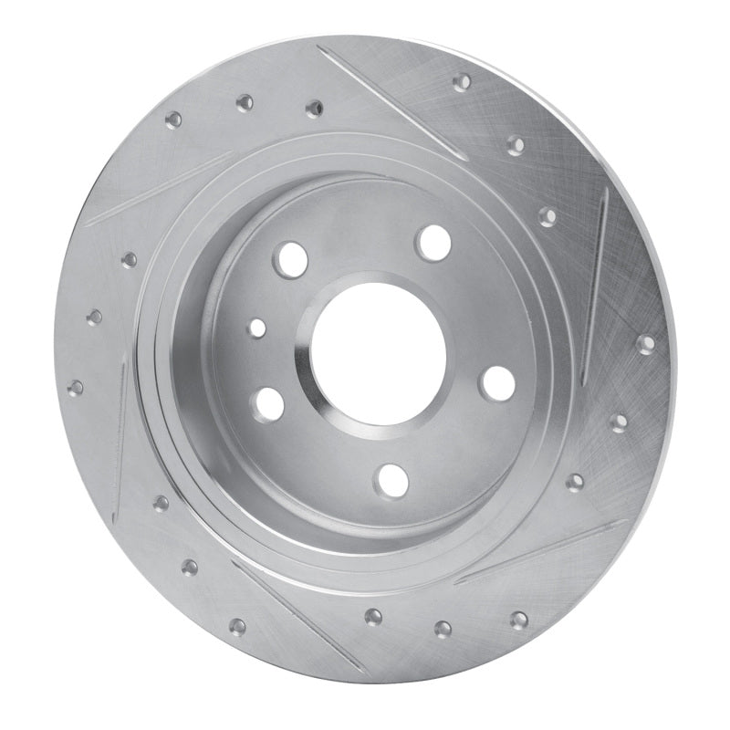 R1 11-16 Buick LaCrosse Rear Left Drilled & Slotted Silver Brake Rotor