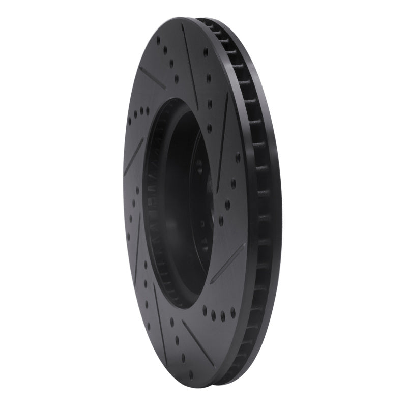 R1 13-22 Honda Accord Coupe Front Left Drilled & Slotted Black Brake Rotor