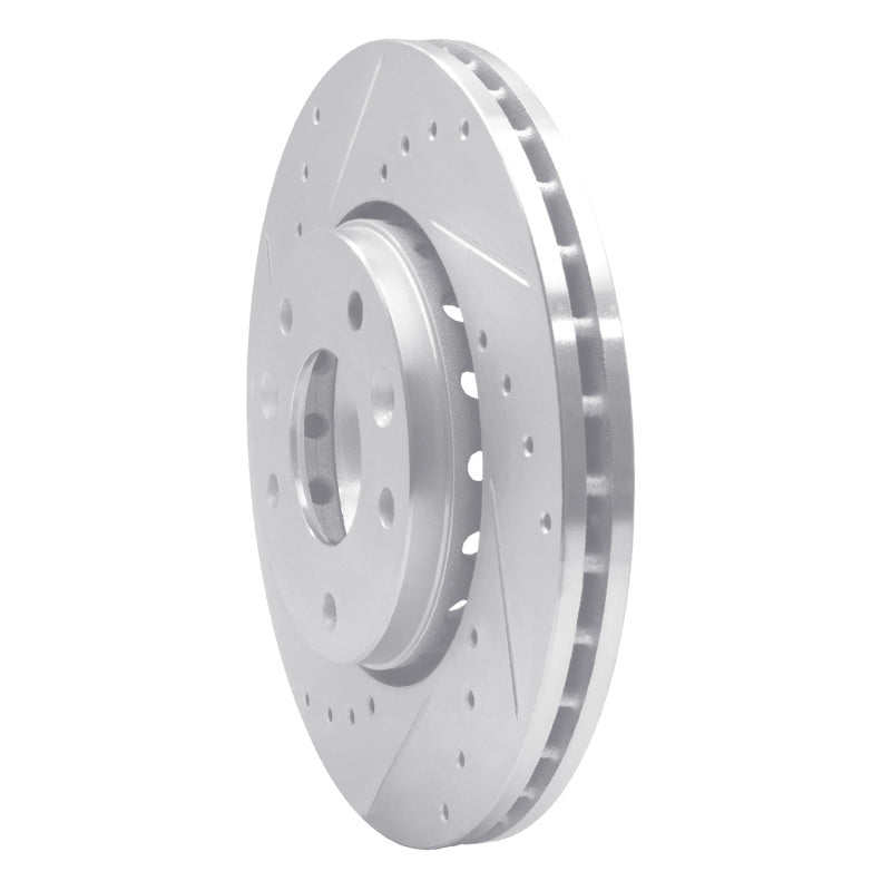 R1 20-25 Nissan Kicks Front Left Drilled & Slotted Silver Brake Rotor